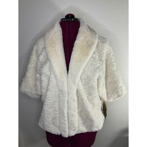 Marc New York Faux Fur Bolero Shrug Cream Open Front‎ Jacket XL